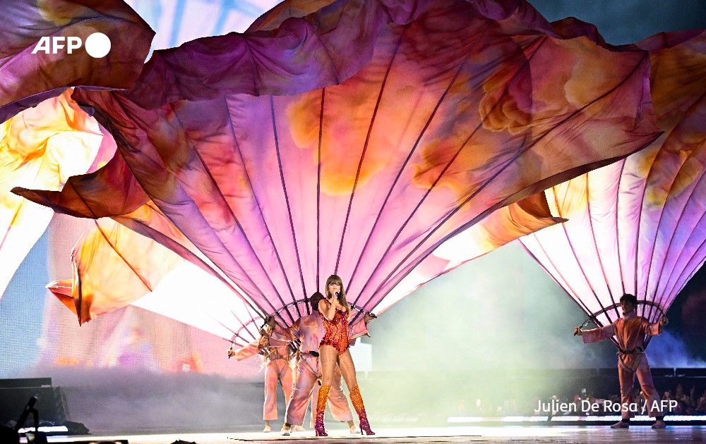 US singer Taylor Swift performs on stage at the Paris La Defense Arena