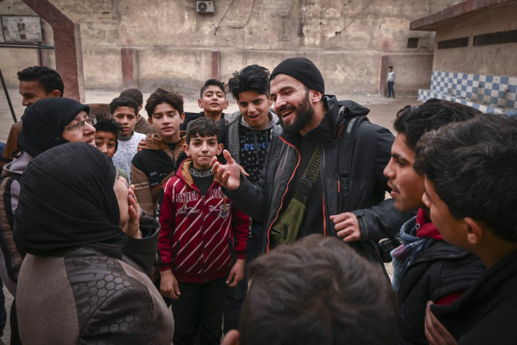 Syrian AFP photographer Sameer al-Doumy visits his old school near Damascus. Aris Messinis / AFP